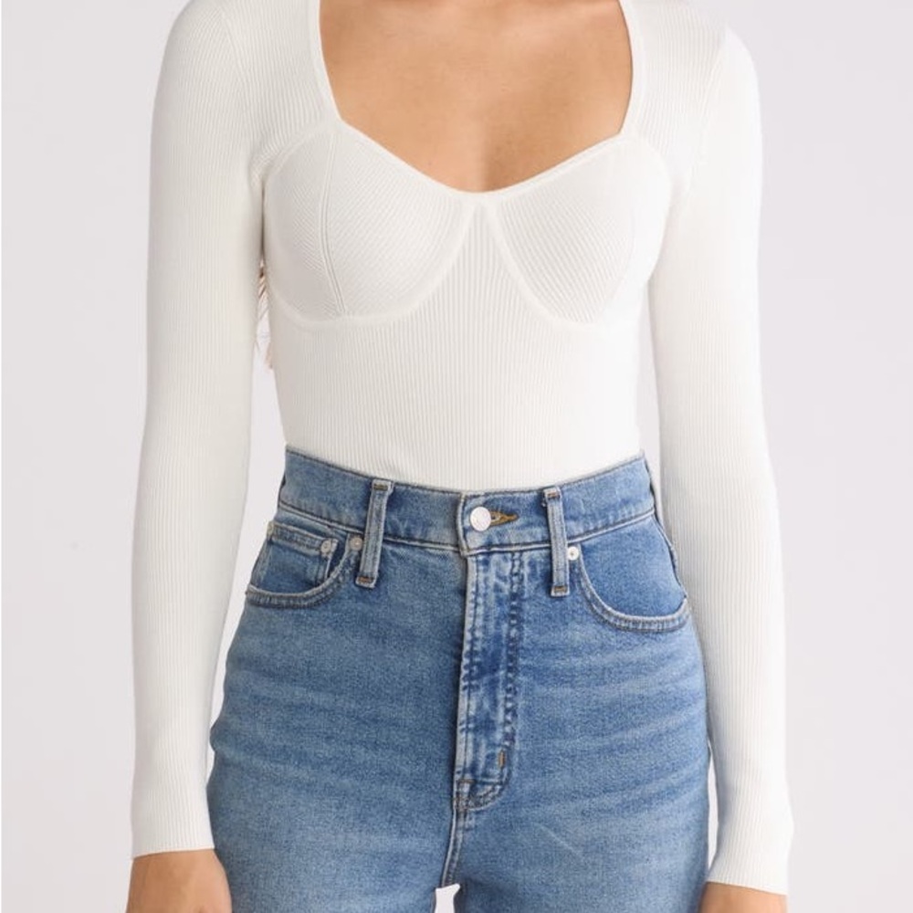 Madewell White Ribbed Top